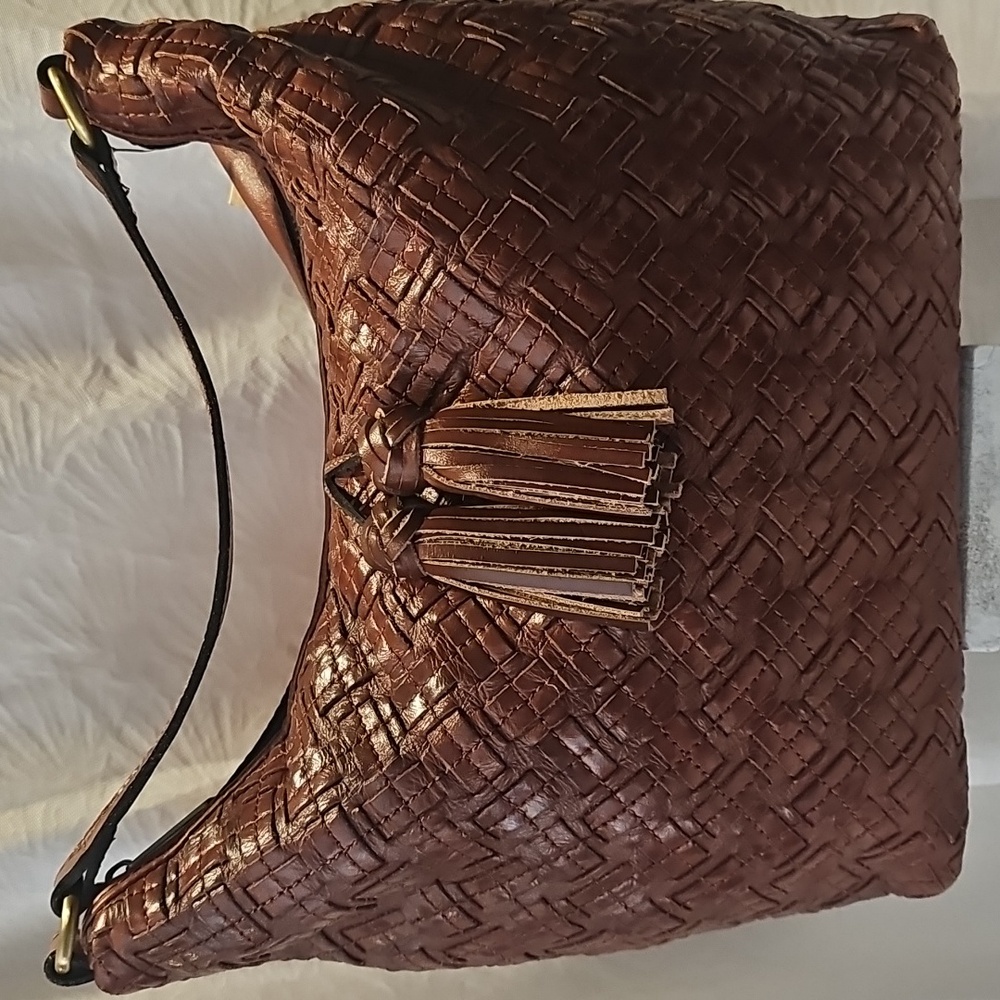 Patricia Nash Brown Woven Hobo Bag